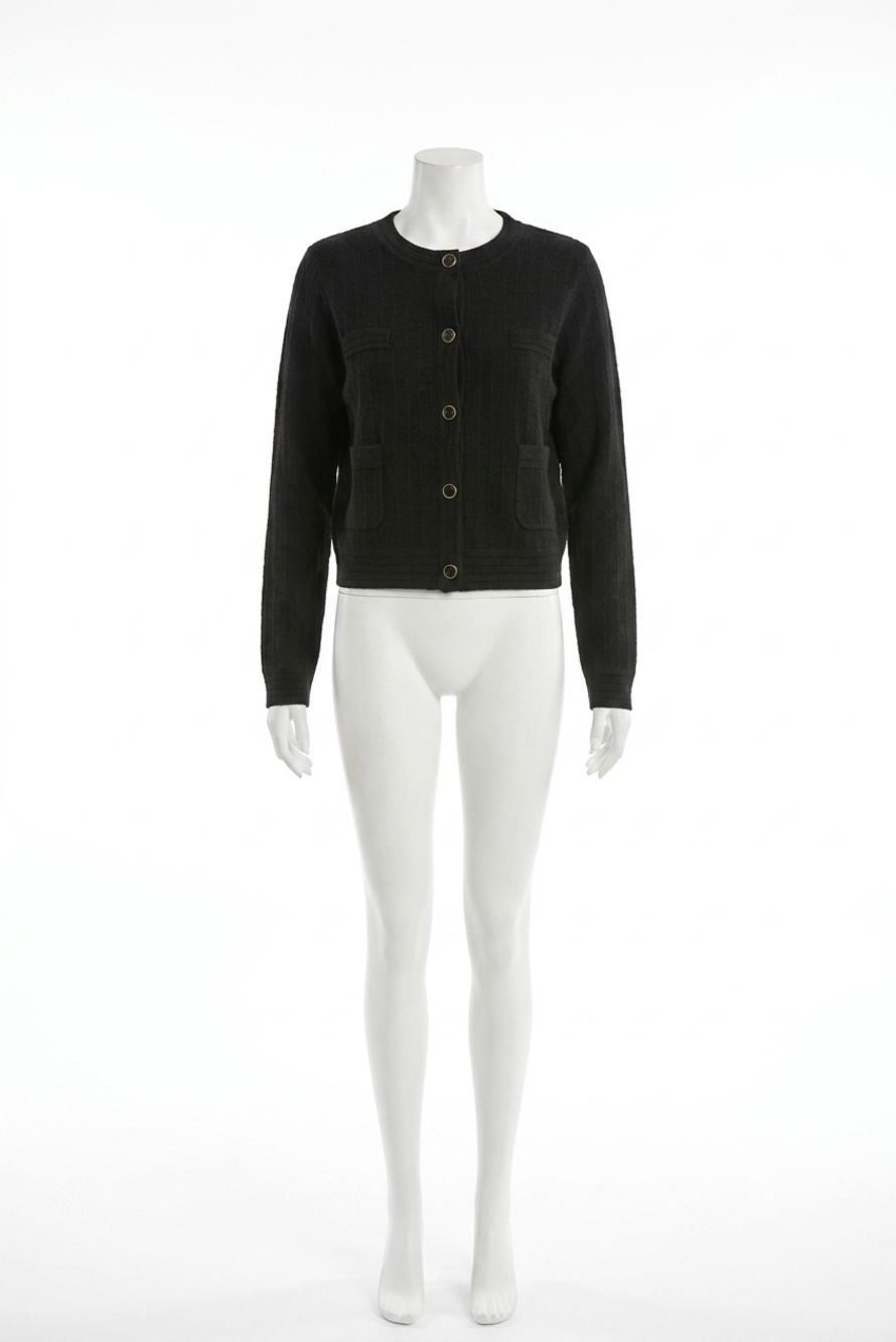 NEW JOSEPH RIBKOFF women's crew neck button front jacket in black